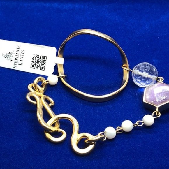 Stephanie Kantis Artisan Modernist White Quartz, Amethyst Bracelet - Picture 3 of 5